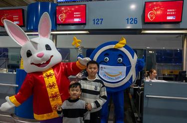 希臘機場(chǎng)：兔子送吉祥